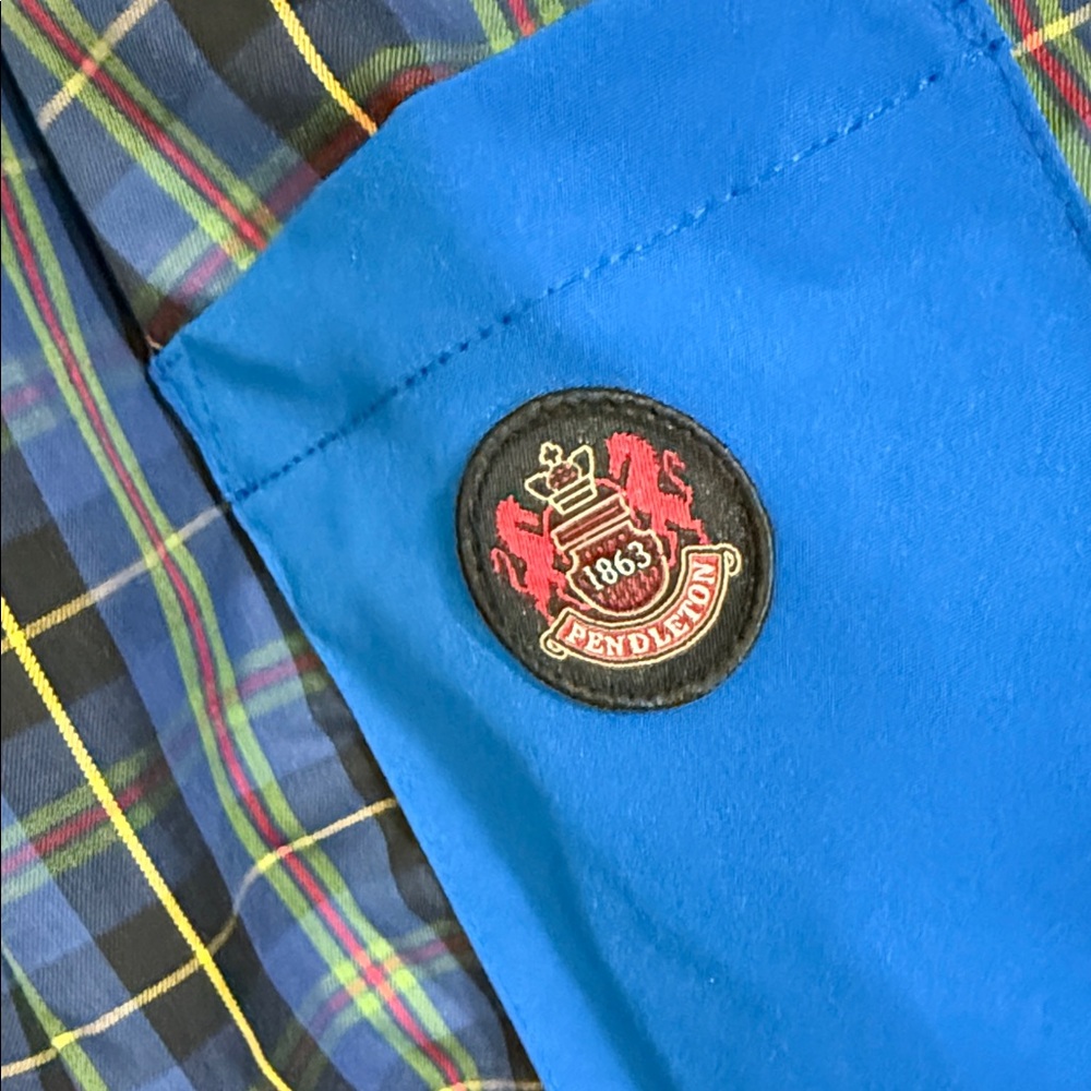 Pendleton Blue Raincoat with Plaid Lining - image 3